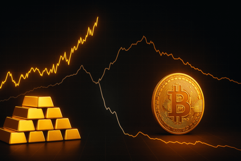 Bitcoin-Gold Correlation Turns Negative For First Time In 6 Months
