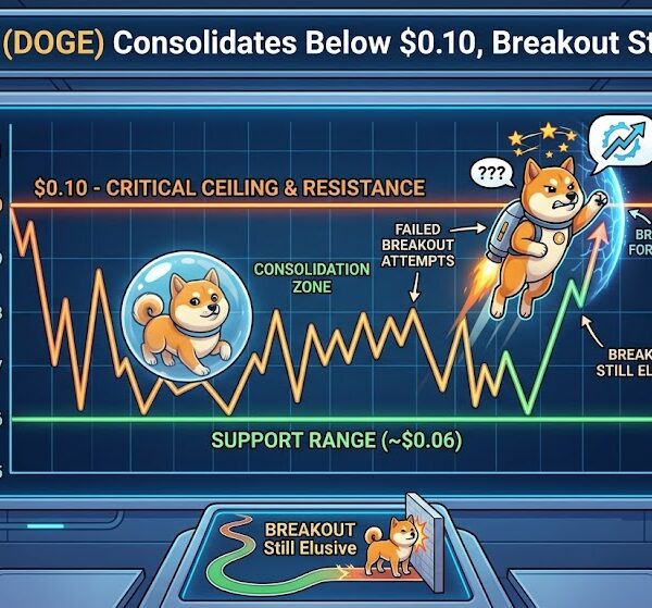 Dogecoin (DOGE) Consolidates Below $0.10, Breakout Still Elusive